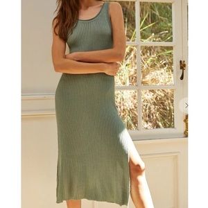 Teal knit midi dress